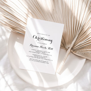 Moderne Kalligraphie Christening Einladung