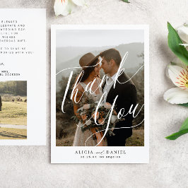 Moderne Kalligraphie Drehbuch 2 Fotos Hochzeit Dankeskarte