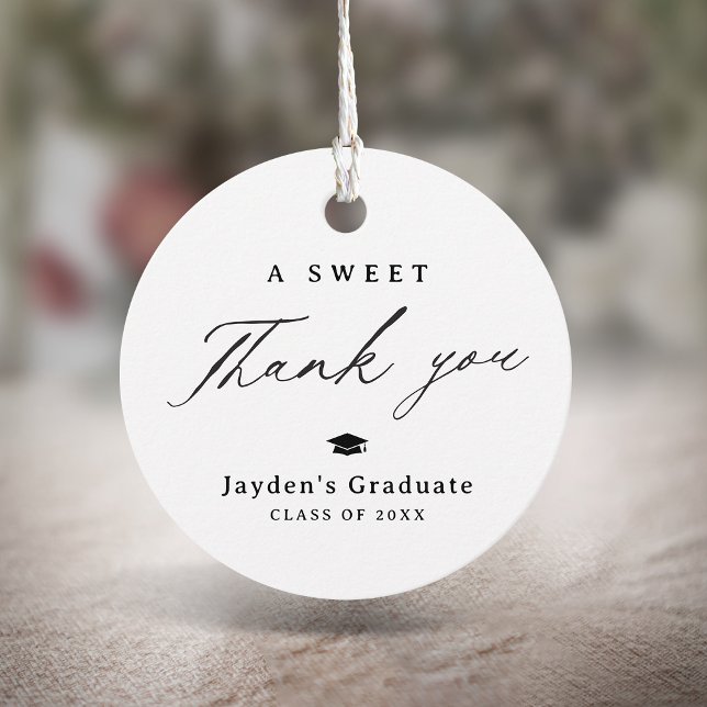 Moderne Kalligraphie Ein Sweet Vielen Dank Abschlu Geschenkanhänger (Modern Calligraphy A Sweet Thank You Graduation Favor Tags)