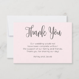 Moderne Kalligraphie. Einfache Rosa-Hochzeit Dankeskarte