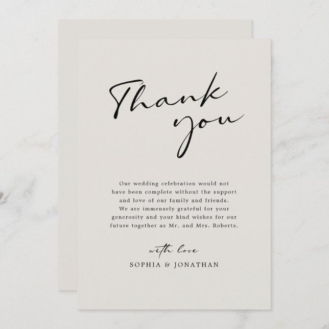 Moderne Kalligraphie Elegante Eggshell Einfache Ho Dankeskarte (Vorne/Hinten)