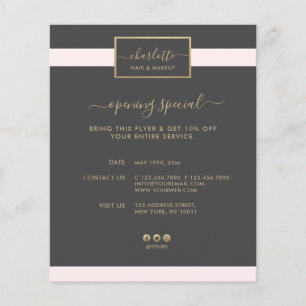 Moderne Kalligraphie Elegantes Gold Rosa & Grau Flyer