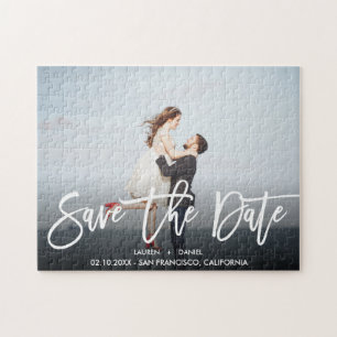 Moderne Kalligraphie Foto Hochzeit speichern das D Puzzle