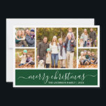 Moderne Kalligraphie Frohe Weihnachten Grün 5 Foto<br><div class="desc">Modernes Kalligrafie Script 5 Foto Familienfoto Collage Mercury Christmas Card - Forest Green</div>