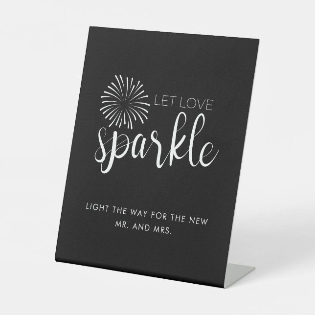 Moderne Kalligraphie Gelassen Liebe Sparkle Weddin Sockelschild (Vorderseite)