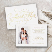 Moderne Kalligraphie Gold Hochzeit Danke Karte