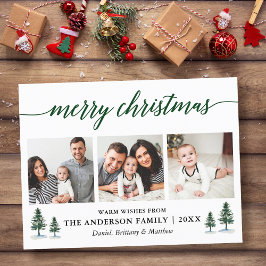 Moderne Kalligraphie Grüne Kiefern Weihnachten 3 F Postkarte