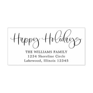 Moderne Kalligraphie Happy Holidays Rücksendeadres Permastempel