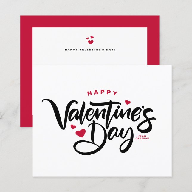 Moderne Kalligraphie - Happy Valentine's Day Card (Vorne/Hinten)