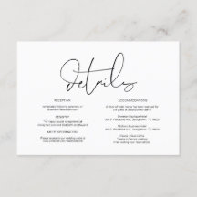 Moderne Kalligraphie, Hochzeitdetails, Information