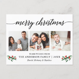 Moderne Kalligraphie Holly Christmas 3 Foto Postkarte
