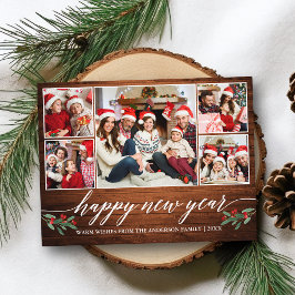 Moderne Kalligraphie Holz 5 Foto Glück Neues Jahr Postkarte