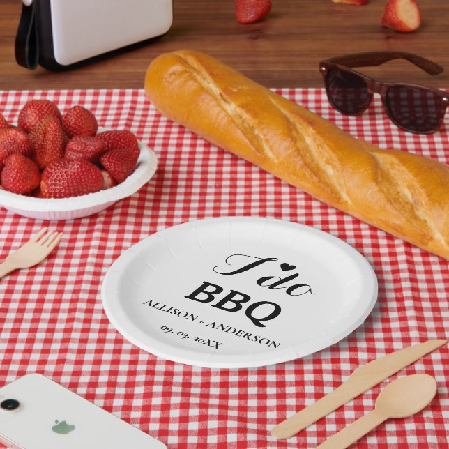 Moderne Kalligraphie i do Grillen Brautparty Pappteller (Picknick)