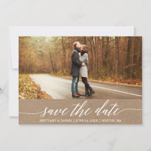 Moderne Kalligraphie Kraft Save the Date Card Dankeskarte