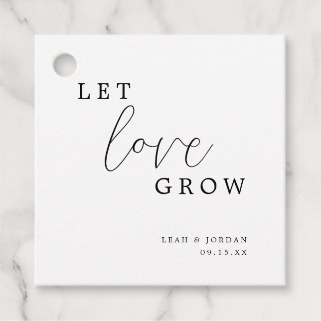 Moderne Kalligraphie Lasse Liebe wachsen Hochzeit Geschenkanhänger (Vorderseite)