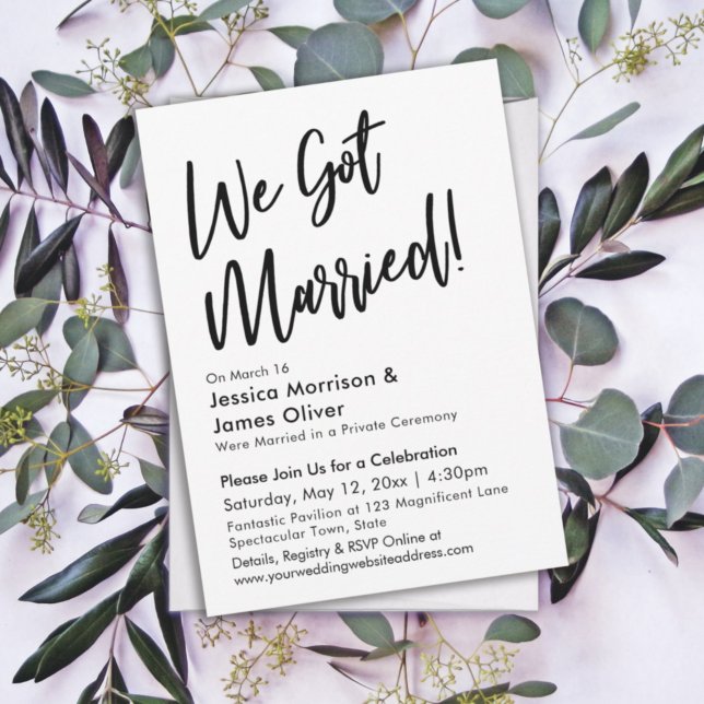 Moderne Kalligraphie Minimalistisch Wir Got Verhei Einladung (Von Creator hochgeladen)