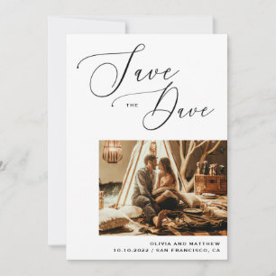 Moderne Kalligraphie   Minimalistische Foto-Hochze Save The Date