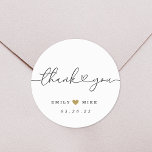 Moderne Kalligraphie mit Herz Wedding Vielen Dank Runder Aufkleber<br><div class="desc">Hochzeitskunst nach Maß dank der Aufkleber mit moderner Kalligraphie und Herzdesign.</div>