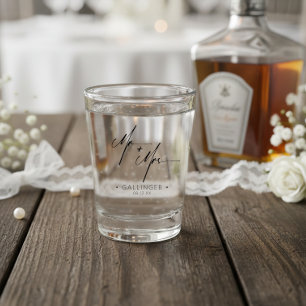 Moderne Kalligraphie Mr. & Mrs. Black ID1025 Schnapsglas