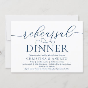 Moderne Kalligraphie, Navy Blue, Probe Dinner Einladung