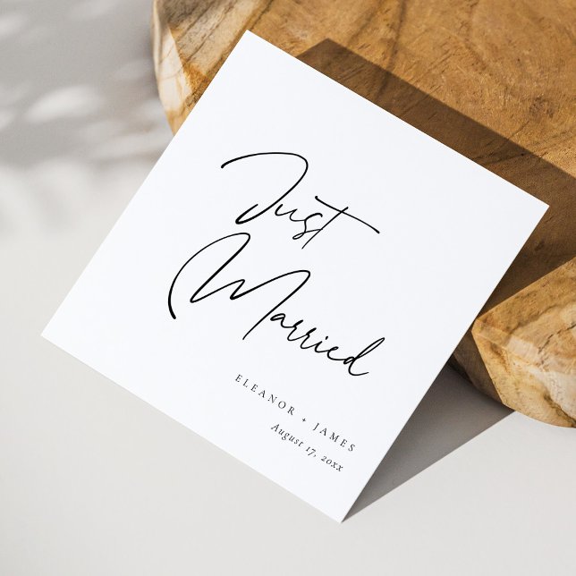 Moderne Kalligraphie nur verheiratet: Personalisie Serviette (Modern Calligraphy Just Married : Personalized Napkins)