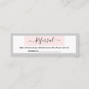 Moderne Kalligraphie Pastel Pink & Light Gray Refe Mini Visitenkarte