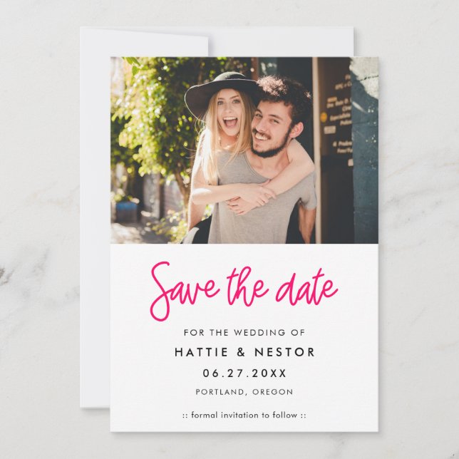 Moderne Kalligraphie Save the Date Foto (Vorderseite)