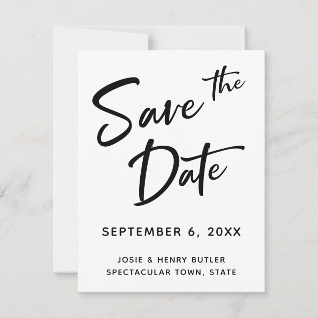 Moderne Kalligraphie Save the Date Goldstreifen zu (Vorderseite)