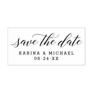Moderne Kalligraphie Save the Date Hochzeitmonogra Gummistempel