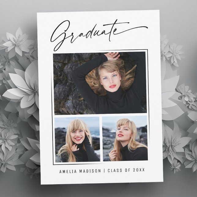 Moderne Kalligraphie-Schrift 3 Foto Graduate Ankündigung (Von Creator hochgeladen)