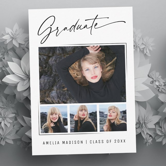 Moderne Kalligraphie-Schrift 4 Foto Graduate Ankündigung (Von Creator hochgeladen)