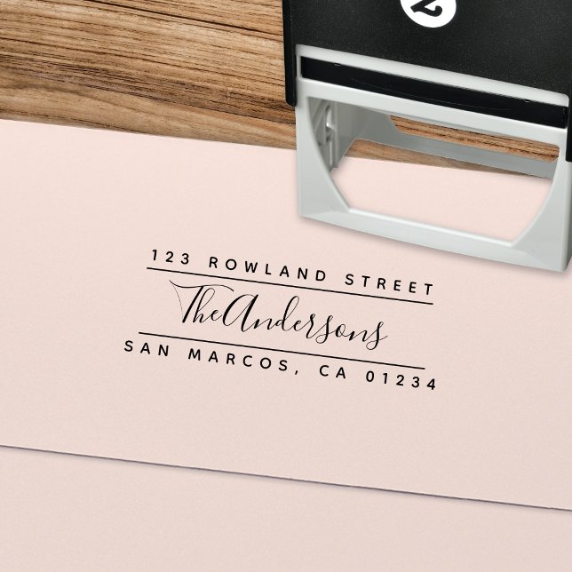 Moderne Kalligraphie-Script-Split-Rücksendeadresse Permastempel (Von Creator hochgeladen)