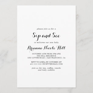 Moderne Kalligraphie Sip and See Einladung