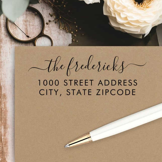 Moderne Kalligraphie-Skriptnachname-Rücksendeadres Permastempel (Von Creator hochgeladen)