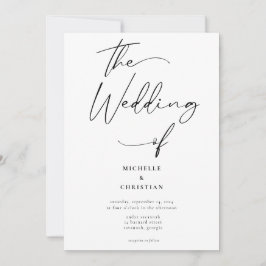 Moderne Kalligraphie Solid Black Wedding Einladung