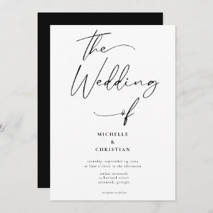 Moderne Kalligraphie Solid Black Wedding Einladung