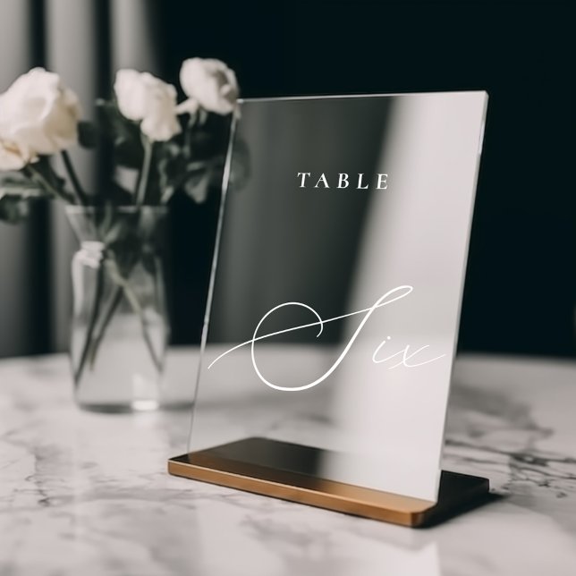 Moderne Kalligraphie-Tabelle 6 Tischnummer Fensteraufkleber (Modern Calligraphy Table Six Table Number Window Cling)