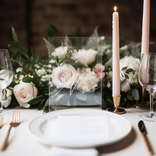 Moderne Kalligraphie-Tabelle Neun Tischnummer Fensteraufkleber