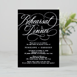 Moderne Kalligraphie-Timeles Silver Probe Dinner Folieneinladung