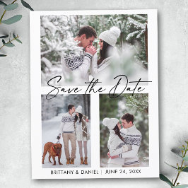 Moderne Kalligraphie Tinte 3 Fotos Save the Date Postkarte