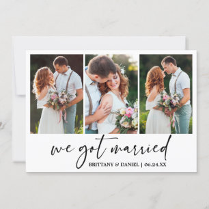 Moderne Kalligraphie Tinte Pen 3 Foto Hochzeit Ankündigung