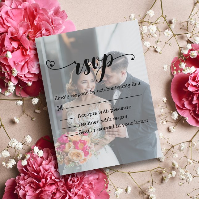 moderne Kalligraphie verblasste Foto uAwg Hochzeit Einladungspostkarte (Von Creator hochgeladen)