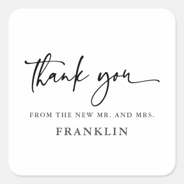Moderne Kalligraphie Vielen Dank für Ihr Interesse Quadratischer Aufkleber (Vorderseite)