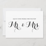 Moderne Kalligraphie wünscht den neuen Mr. & Mrs. Hinweiskarte<br><div class="desc">Fun und skurrile Hochzeitskarte mit schwarzer moderner Kalligraphie. Ähnliche Artikel sind verfügbar. Nun wünscht sich den neuen Herrn. & Mrs.</div>