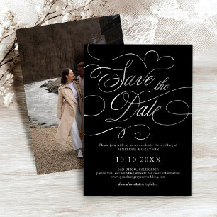 Moderne Kalligraphie zeitlos Silver Save the Date Folieneinladung