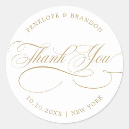 Moderne Kalligraphie zeitlose Goldhochzeit danke Runder Aufkleber