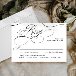 Moderne Kalligraphie zeitlose Schwarz-Weiß-Hochzei RSVP Karte