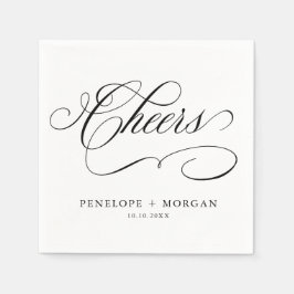 Moderne Kalligraphie zeitlose Schwarz-Weiß-Hochzei Serviette