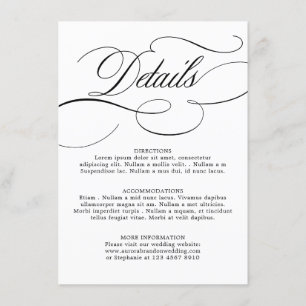 Moderne Kalligraphie zeitlose Schwarz-weiße Hochze Begleitkarte