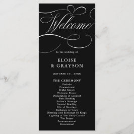 Moderne Kalligraphie zeitlose Schwarz-weiße Hochze Programm